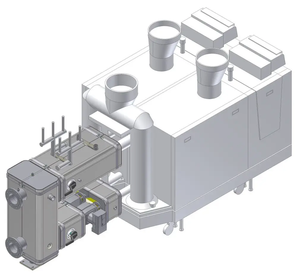 Hydraulik-Set von Remeha mit mehreren Anschlüssen und Rohren, ausgelegt zur Integration in Gasversorgungssysteme, inklusive Weiche für Fluidleitung.